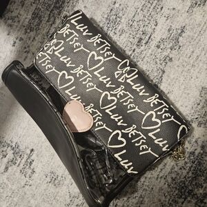 Betsey Johnson Black and White Heart Clutch